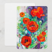 Red Poppies Impasto Art Floral 招待状 (正面/裏面)