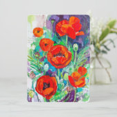 Red Poppies Impasto Art Floral 招待状 (スタンド正面)