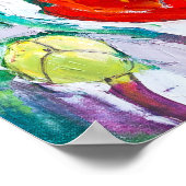 Red Poppies Impasto Oil Painting Style  ポスター (角)