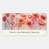 Red Poppies in a Field Waterカラー誕生日 横断幕 (横)