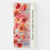 Red Poppies in a Field Waterカラー誕生日 横断幕 (縦)