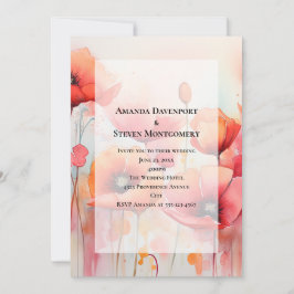 Red Poppies in a Field Water 結婚 color's 招待状