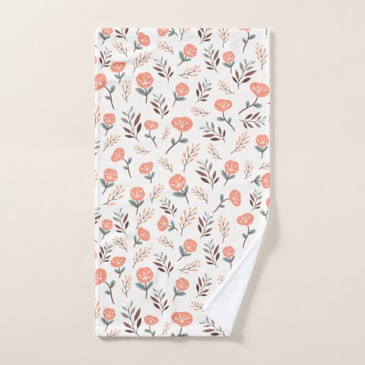 Red Poppies in Scandinavian Style バスタオルセット (ハンドタオル)