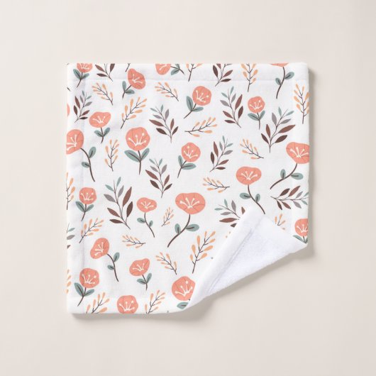 Red Poppies in Scandinavian Style バスタオルセット (ウォッシュタオル)