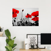 Red Poppies in the Field Posterプリント ポスター (ホームオフィス)
