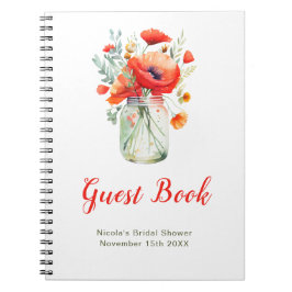 Red Poppies Mason Jar Bridal Shower Guest Book ノートブック