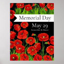 Red Poppies Memorial Day ポスター
