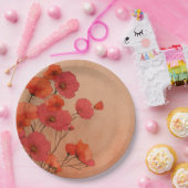 Red poppies paper plates ペーパープレート (パーティー)