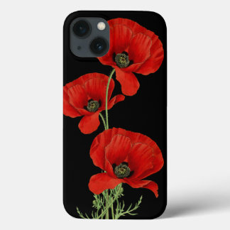 Red Poppies Vintage Botanical iPhone 13ケース