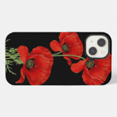 Red Poppies Vintage Botanical iPhoneケース (裏面横)