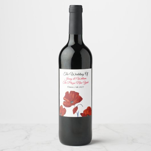Red Poppies Wedding ワインラベル (正面)