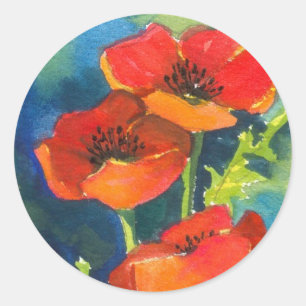RED POPPYスタンプ ラウンドシール