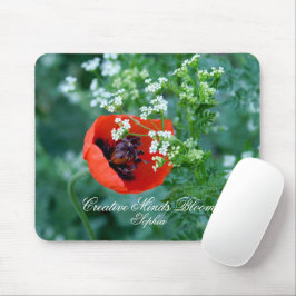 Red Poppy Art Personalized Mouse Pad マウスパッド