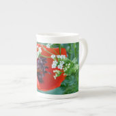 Red Poppy Bloom with Grace Bone China Mug ボーンチャイナマグカップ (正面右)