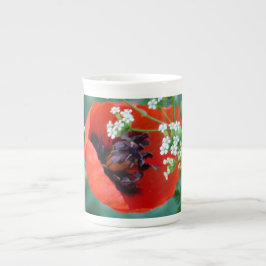 Red Poppy Bloom with Grace Bone China Mug ボーンチャイナマグカップ
