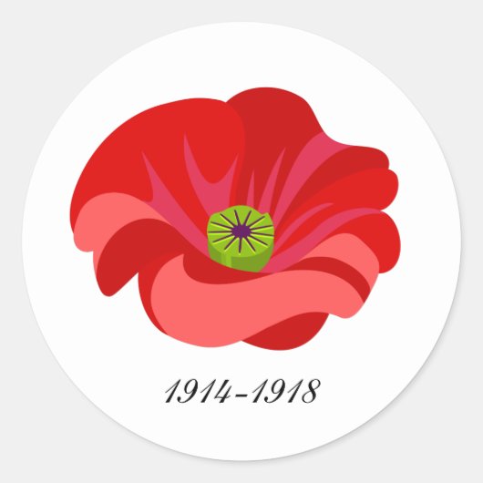 Red poppy commemorative ラウンドシール (正面)