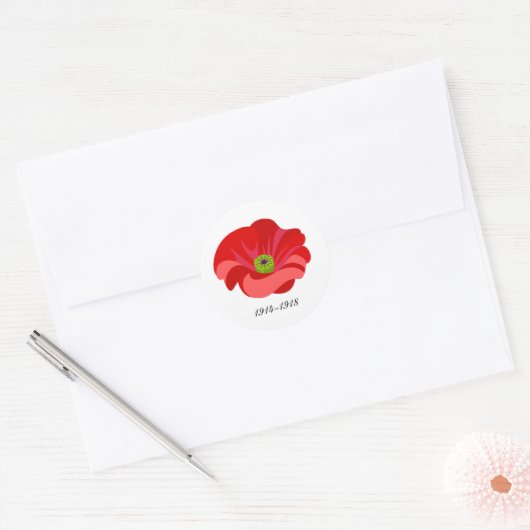 Red poppy commemorative ラウンドシール (封筒)
