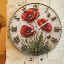 Red Poppy Elegant Botanical Floral Art 