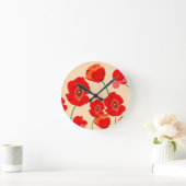 Red Poppy Field  ラウンド壁時計 (ホーム)