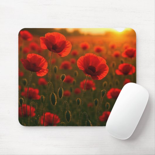 Red Poppy Field at Sunrise マウスパッド (マウス)