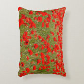 Red poppy field of flowers tie アクセントクッション (正面(垂直))