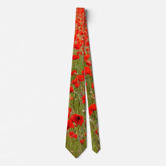 Red poppy field of flowers tie ネクタイ (正面)