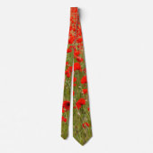 Red poppy field of flowers tie ネクタイ (裏面)
