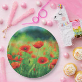 Red Poppy Floral Party ペーパープレート (パーティー)