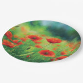 Red Poppy Floral Party ペーパープレート (アングル)