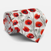 Red Poppy Floral Pattern ネクタイ (ロール)