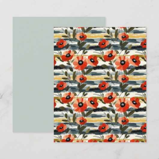 Red Poppy Floral Scrapbook Paper (正面/裏面)