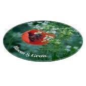 Red Poppy Flower Decorative Glass Plate | Floral A カッティングボード (角)