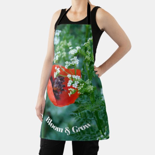 Red Poppy Flower Macro Art: Kitchen Apron エプロン (インサイチュ)