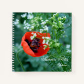 Red Poppy Flower Summer Notes Personalised Noteboo ノートブック (正面)