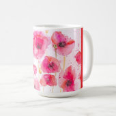 Red Poppy Flower Watercolor Womans Name コーヒーマグカップ (正面右)