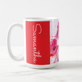 Red Poppy Flower Watercolor Womans Name コーヒーマグカップ (左)