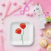 Red Poppy Flowers ペーパープレート (パーティー)