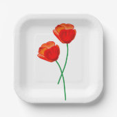 Red Poppy Flowers ペーパープレート (正面)