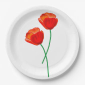 Red Poppy Flowers ペーパープレート (正面)