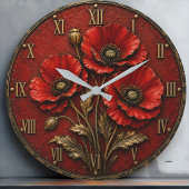 Red Poppy Flowers ラージ壁時計