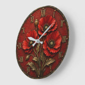 Red Poppy Flowers ラージ壁時計 (傾斜)