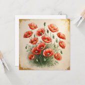 Red Poppy Flowers Bouquet  カード (正面/裏面インサイチュ)