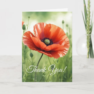 Red Poppy Folded Greeting Card カード