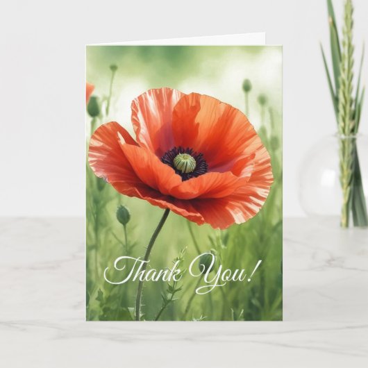 Red Poppy Folded Greeting Card カード (正面)