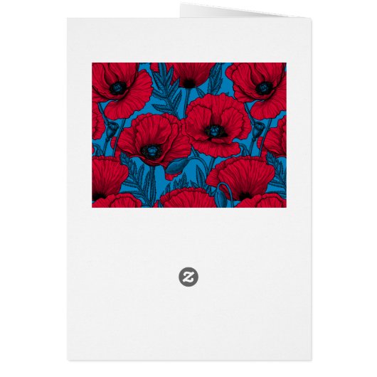 Red poppy garden on blue (裏面)