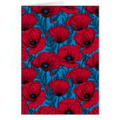 Red poppy garden on blue (正面)