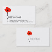 Red Poppy Logo. Modern Floral Business Card 名刺 (正面/裏面)