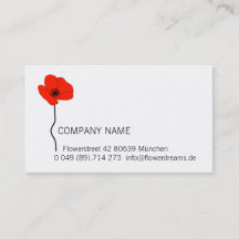 Red Poppy Logo. Modern Floral Business Card