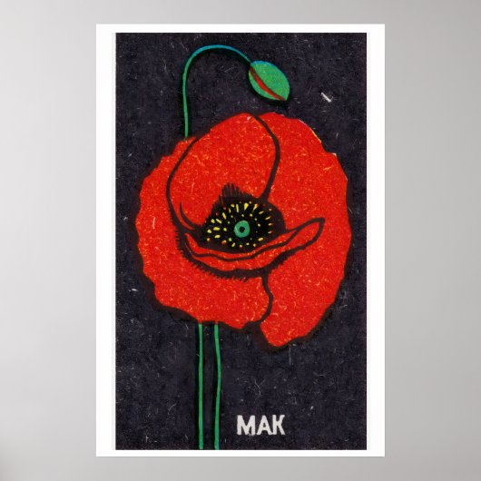 Red Poppy - Matchbox Print - Aesthetic Wall Art ポスター (正面)