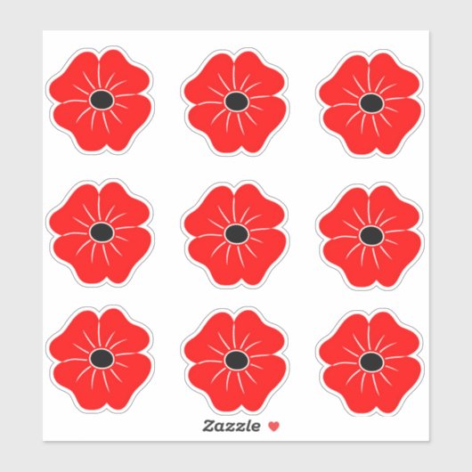Red Poppy Remembrance Day シール (シート)